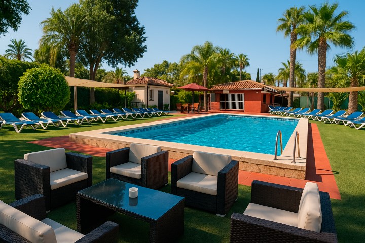 Vista piscina desde terraza